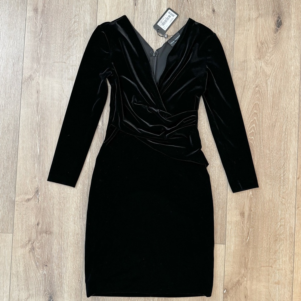 NWT EMPORIO ARMANI Velour Mini Dress Black Size 0 XXS